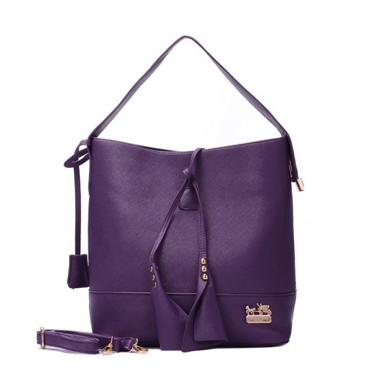 Coach Madison Stud Logo Large Purple Shoulder Bags EVZ | Women - Click Image to Close